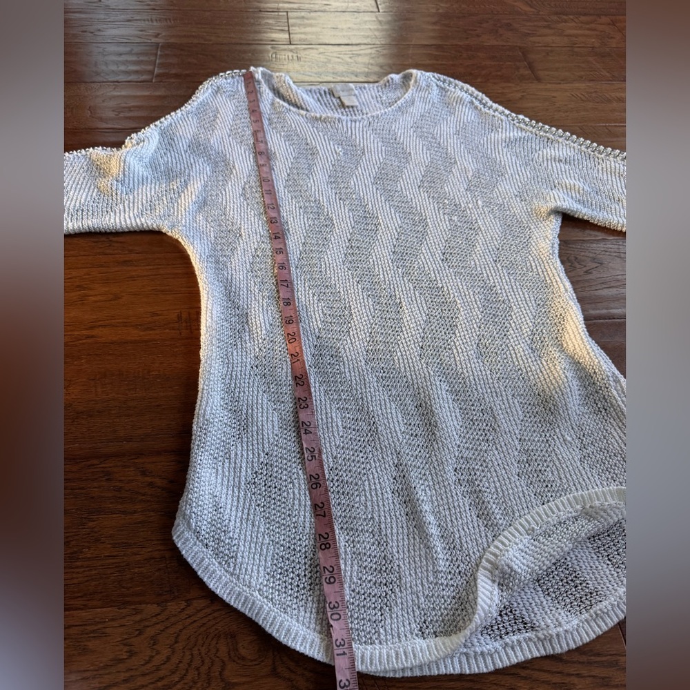 Chico’s White Sweater Metal Chain Tunic Top - Picture 12 of 12